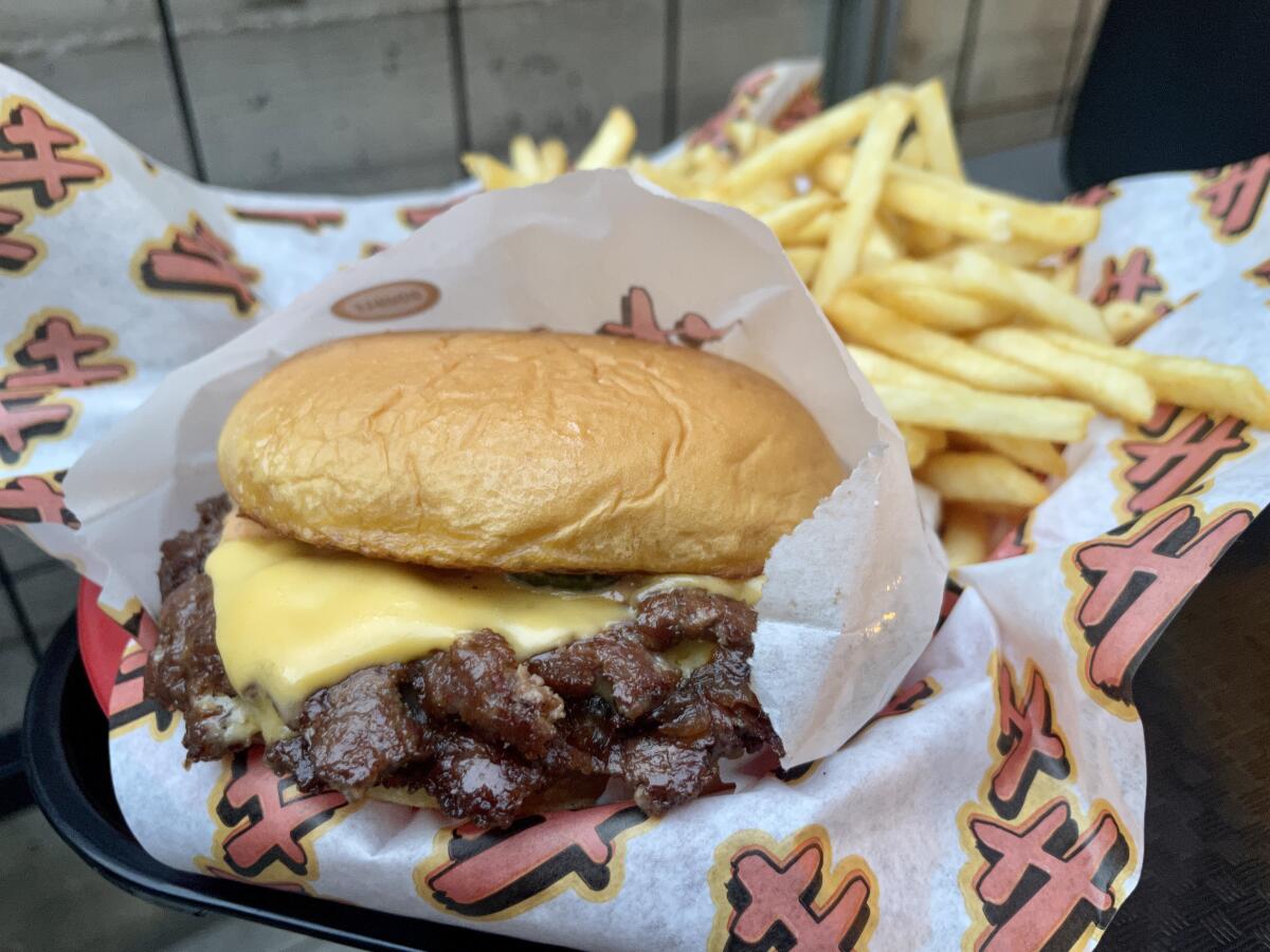 Heavy Handed burger with double smashed patties and cheese